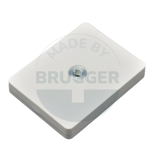 Gummiertes Magnetsystem mit Innengewinde rechteckig weiß | © Brugger GmbH