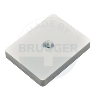 Rubberised magnet system with internal thread rectangular white | © Brugger GmbH