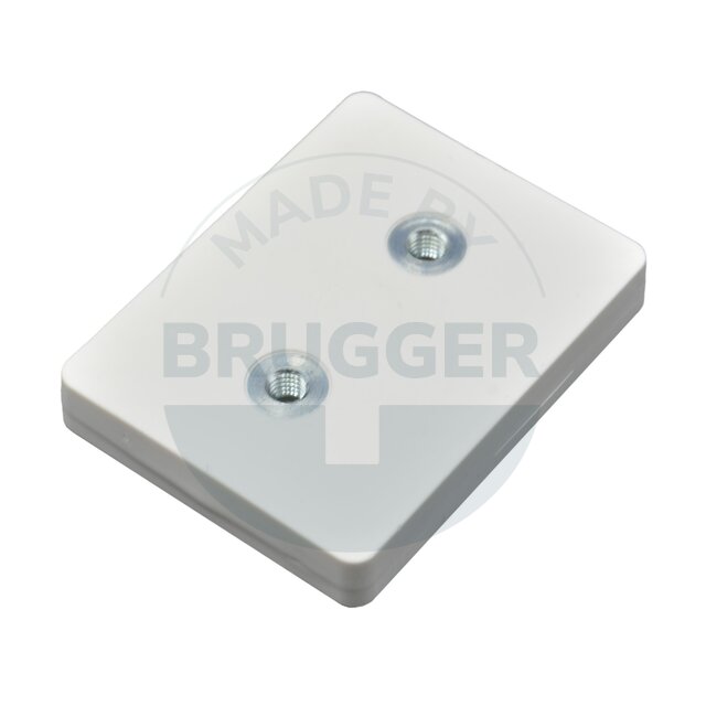 Gummiertes Magnetsystem mit Innengewinde rechteckig weiß | © Brugger GmbH
