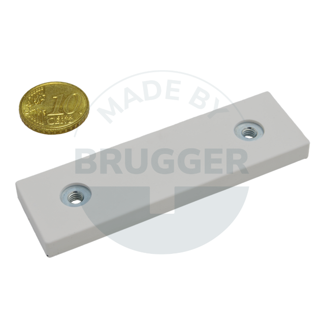 Gummiertes Magnetsystem mit Innengewinde rechteckig weiß | © Brugger GmbH
