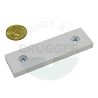Gummiertes Magnetsystem mit Innengewinde rechteckig weiß | © Brugger GmbH