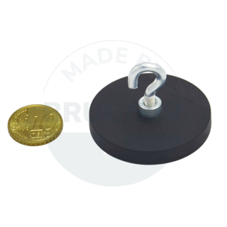 rundes Magnetsystem schwarz gummiert mit Haken ø 43 | © Brugger GmbH