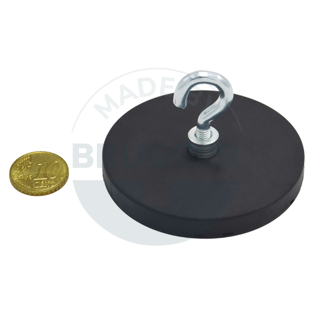 rundes Magnetsystem schwarz gummiert mit Haken ø 66 | © Brugger GmbH