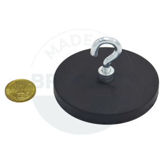 round magnet system black rubberized with hook ø 66 | © Brugger GmbH