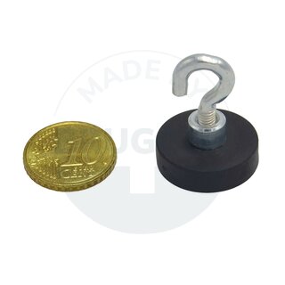 round magnet system black rubberized with hook ø 22 | © Brugger GmbH