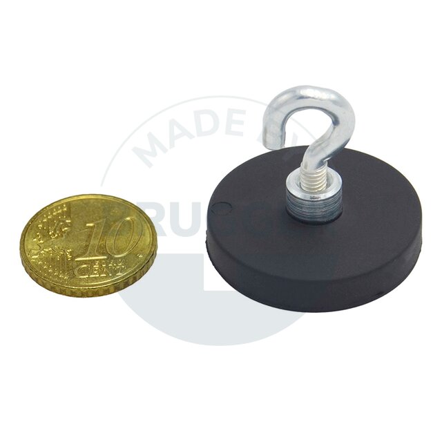 rundes Magnetsystem schwarz gummiert mit Haken ø 31 | © Brugger GmbH