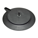 Gummiertes Magnetsystem schwarz Ø 125mm mit Außengewinde, Dichtlippe und Ablöslasche | © Brugger GmbH