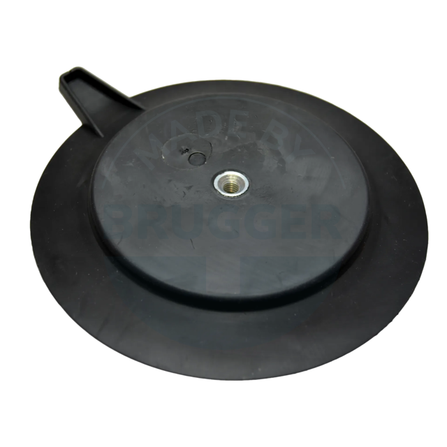 Gummiertes Magnetsystem schwarz Ø 125mm mit Innengewinde, Dichtlippe und Ablöslasche | © Brugger GmbH