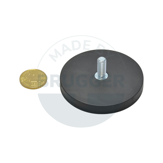 Rubberised magnet with external thread 57mm M6x8 | © Brugger GmbH