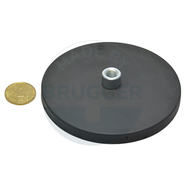 Rubberised magnet with threaded bush 88mm M8 | © Brugger GmbH