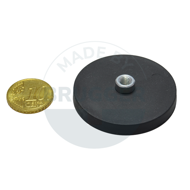 Rubberised magnet with threaded bush 43mm M5 | © Brugger GmbH