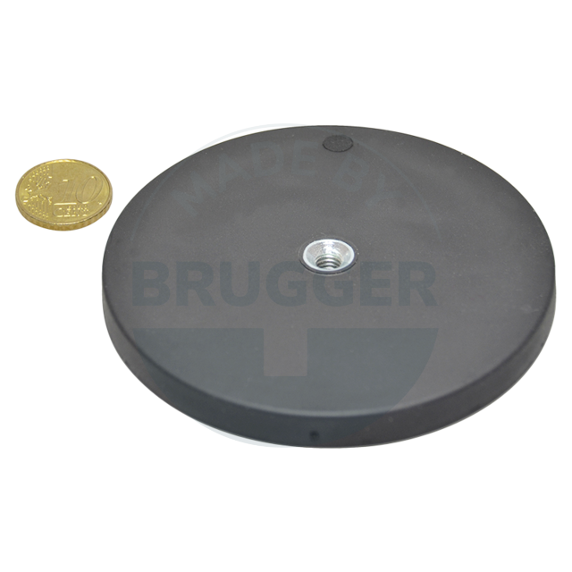 Rubberised magnet with internal thread 88mm M6 | © Brugger GmbH