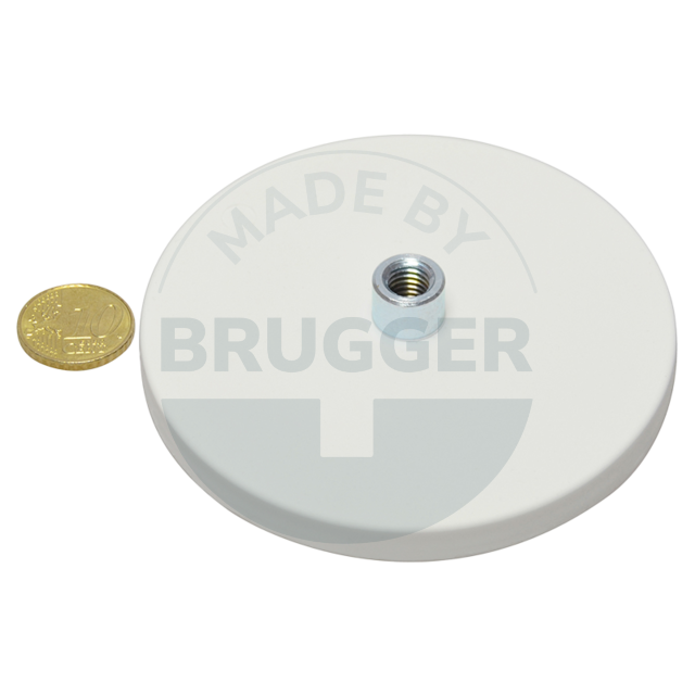 Gummierter Magnet mit Gewindebuchse 88mm M8 | © Brugger GmbH