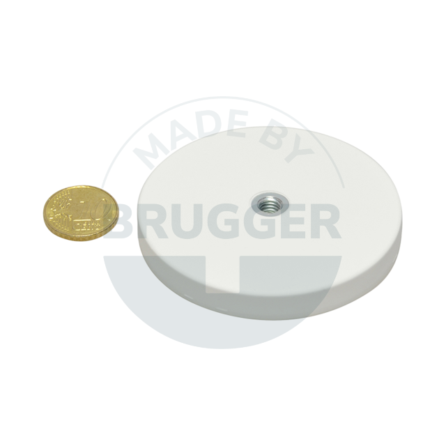 Rubberised magnet with internal thread 66mm M6 | © Brugger GmbH