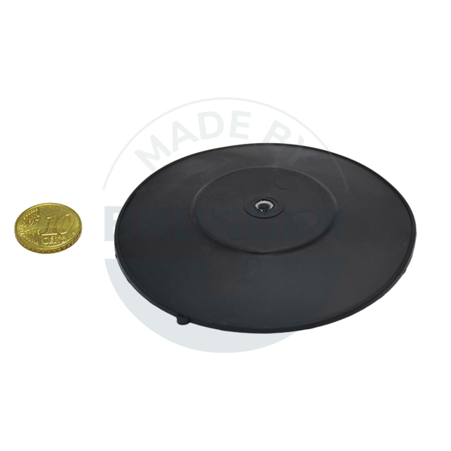 rundes gummiertes Magnetsystem schwarz mit Innengewinde und Saugnapf | © Brugger GmbH