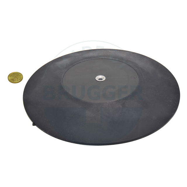 rundes gummiertes Magnetsystem schwarz mit Innengewinde und Saugnapf | © Brugger GmbH