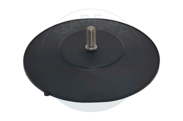 rundes gummiertes Magnetsystem schwarz mit Außengewinde und Saugnapf | © Brugger GmbH