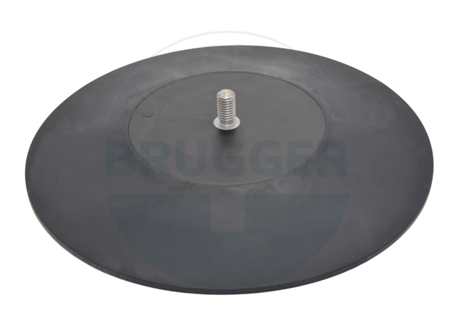 rundes gummiertes Magnetsystem schwarz mit Außengewinde und Saugnapf | © Brugger GmbH