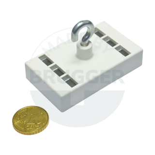 Aimant à crochet boîtier plastique rectangulaire blanc | © Brugger GmbH