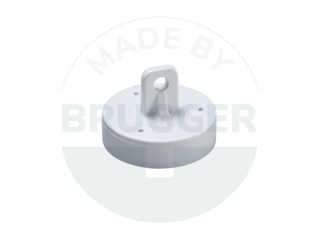 Aimant à crochet en ferrite dure avec boîtier plastique rond blanc | © Brugger GmbH