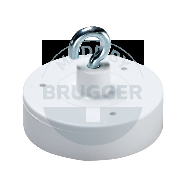 Hook magnet hard ferrite with plastic housing round white | © Brugger GmbH