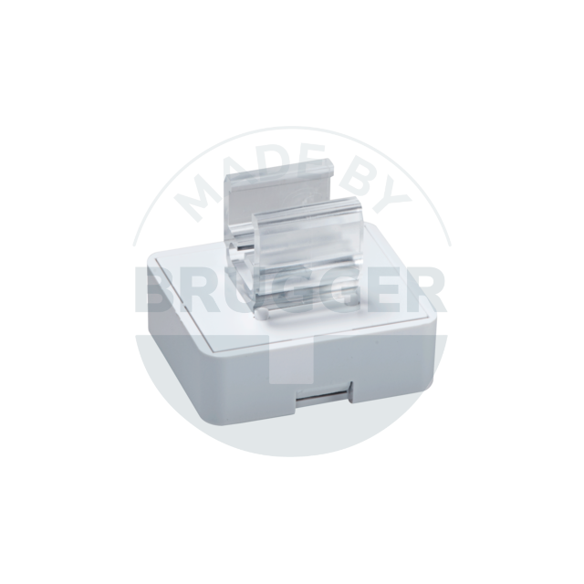 Hook magnet for poster frames made of hard ferrite, rectangular, white | © Brugger GmbH