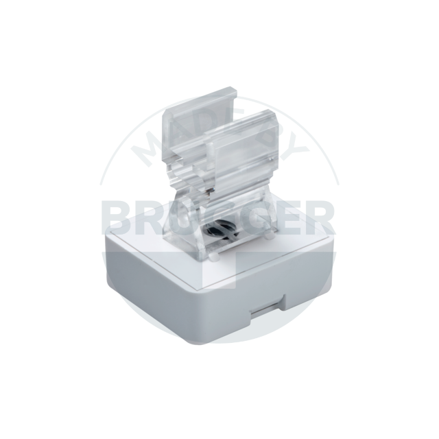 Hook magnet for poster frames made of hard ferrite, rectangular, white | © Brugger GmbH