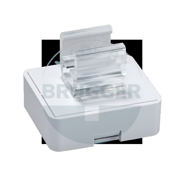 Hook magnet for poster frames made of hard ferrite, rectangular, white | © Brugger GmbH