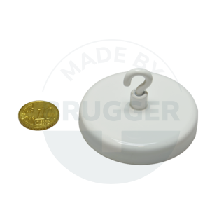 Aimant à crochet avec boîtier métallique rond, laqué blanc | © Brugger GmbH