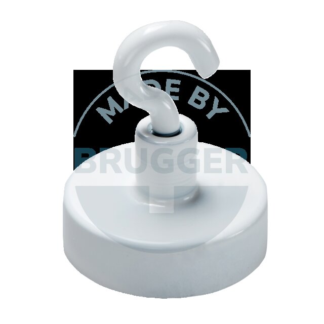 Hook magnet with metal housing round, white lacquered | © Brugger GmbH