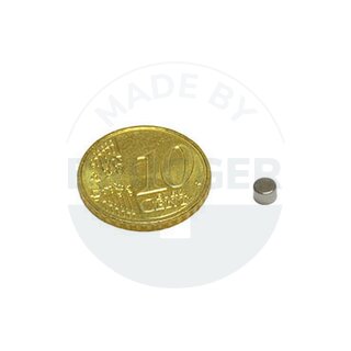 Scheibenmagnet aus NdfeB bis 80° 3x2mm | © Brugger GmbH