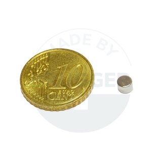 Scheibenmagnet aus NdfeB bis 80° 4x3mm | © Brugger GmbH