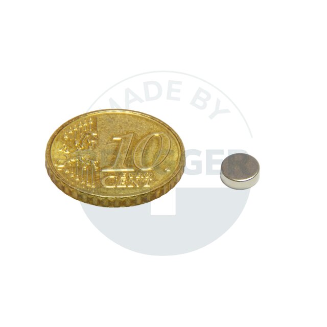 Scheibenmagnet aus NdfeB bis 80° 6x2mm | © Brugger GmbH