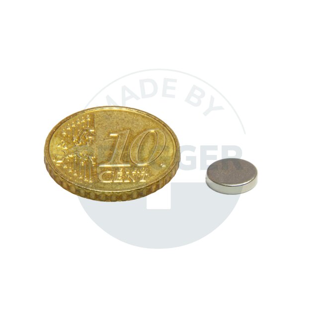 Scheibenmagnet aus NdfeB bis 80° 8x2mm | © Brugger GmbH