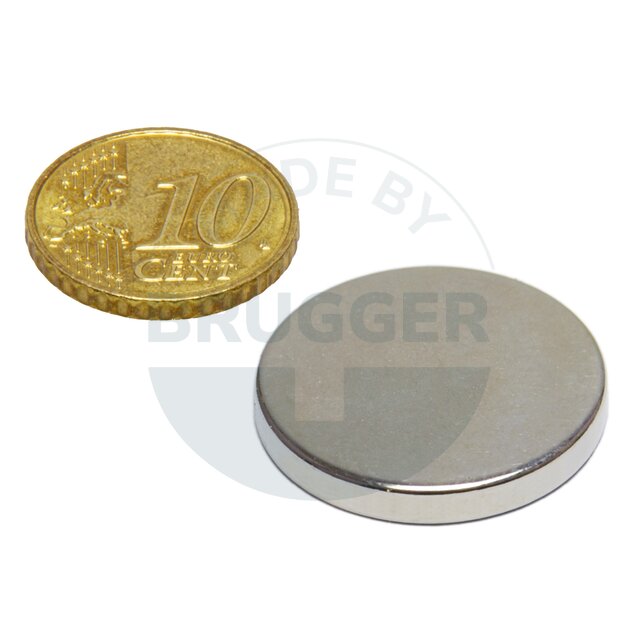 Scheibenmagnet aus NdfeB bis 80° 26x3mm | © Brugger GmbH
