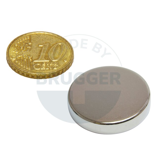 Scheibenmagnet aus NdfeB bis 80° 25x5mm | © Brugger GmbH