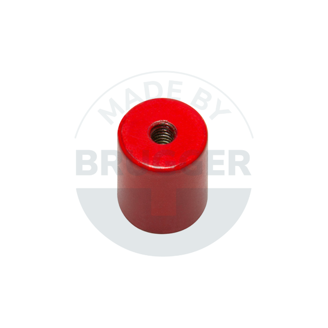 Aimant grappin en AlNiCo boîtier en acier avec filetage intérieur laqué rouge 12.5mm | © Brugger GmbH