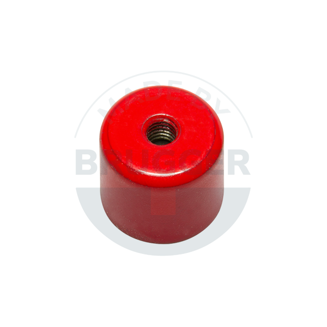 Aimant grappin en AlNiCo boîtier en acier avec filetage intérieur laqué rouge 20mm | © Brugger GmbH
