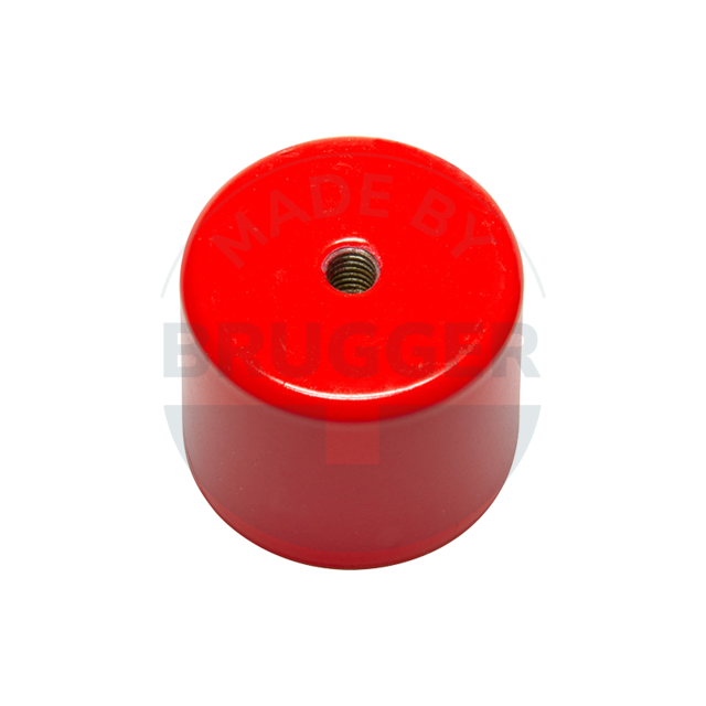 Aimant grappin en AlNiCo boîtier en acier avec filetage intérieur laqué rouge 35mm | © Brugger GmbH