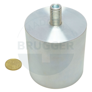 Bar grips of NdFeB steel housing with external thread galvanised 63mm M12x20 | © Brugger GmbH
