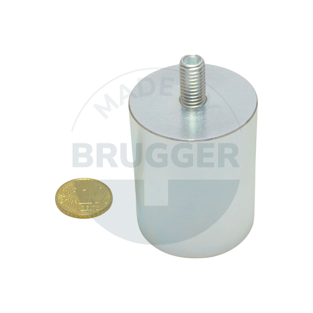 Stabgreifer aus NdFeB Stahlgehäuse mit Außengewinde verzinkt 40mm M8x15 | © Brugger GmbH