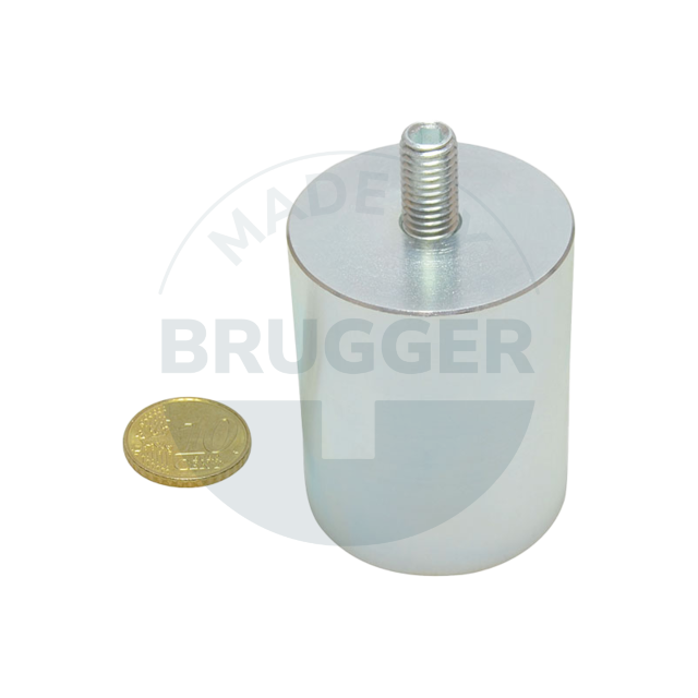 Bar grips of NdFeB steel housing with external thread galvanised 40mm M8x15 | © Brugger GmbH