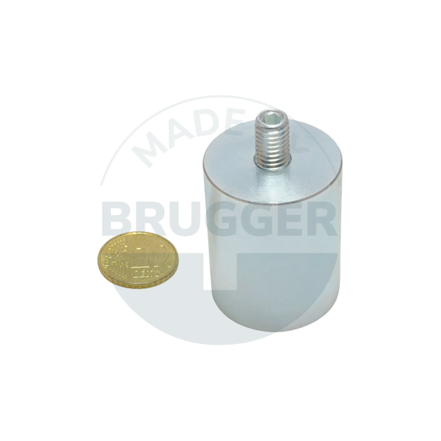 Aimant grappin en NdFeB boîtier en acier avec filetage extérieur galvanisé 32mm M8x12 | © Brugger GmbH