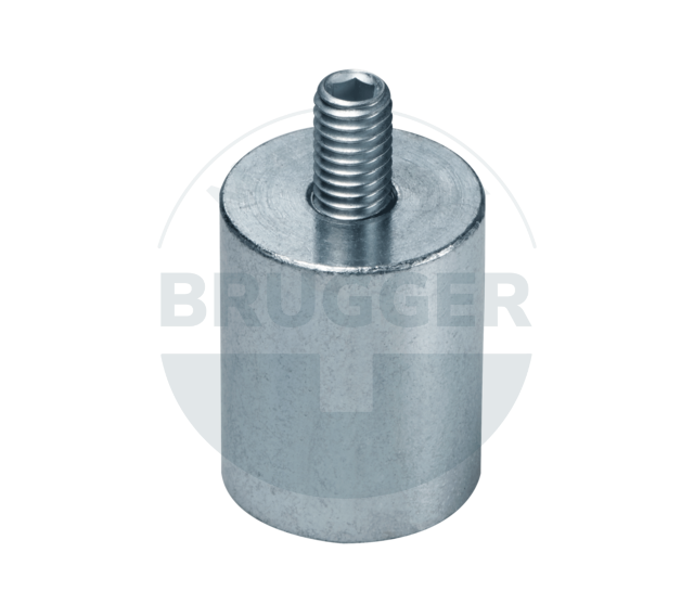 Bar grips of NdFeB steel housing with external thread galvanised 20mm M6x10 | © Brugger GmbH
