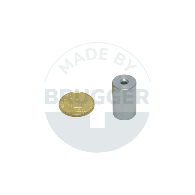 Aimant grappin en NdFeB boîtier en acier avec filetage intérieur galvanisé 13mm | © Brugger GmbH
