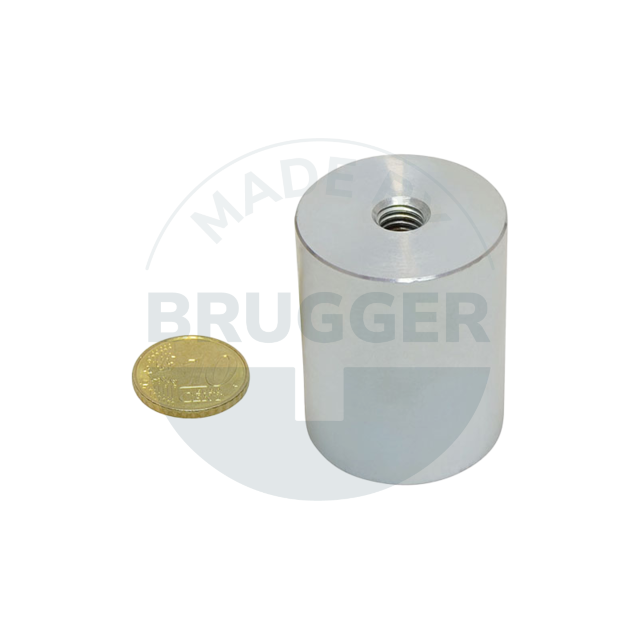 Aimant grappin en NdFeB boîtier en acier avec filetage intérieur galvanisé 32mm | © Brugger GmbH