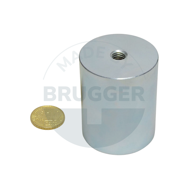 Aimant grappin en NdFeB boîtier en acier avec filetage intérieur galvanisé 40mm | © Brugger GmbH