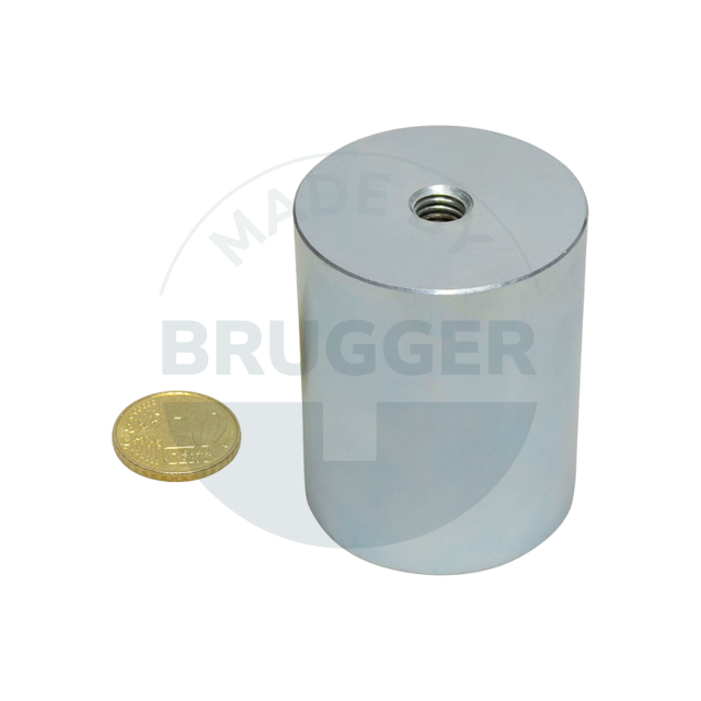 Bar grips of NdFeB steel housing with internal thread galvanised 40mm | © Brugger GmbH