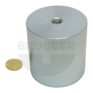 Bar grips of NdFeB steel housing with internal thread galvanised 63mm | © Brugger GmbH
