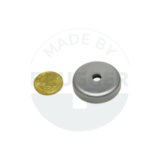Topfmagnet Edelstahlgehäuse mit Bohrung und Senkung 32mm aus Hartferrit | © Brugger GmbH